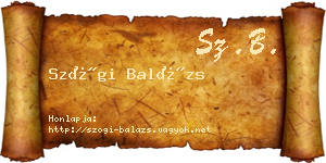 Szögi Balázs névjegykártya